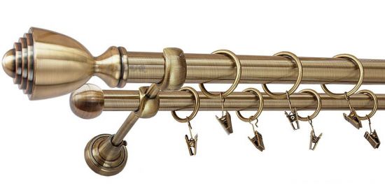 Karnisz PALLACIO Antyk Mosiądz, Podw&oacute;jny 25 +16 rura gładka