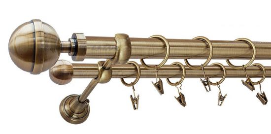 Karnisz KULA LUX Antyk Mosiądz, Podw&oacute;jny 25 +16 rura gładka