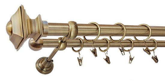 Karnisz VERDI Antyk Mosiądz, Podw&oacute;jny 25 +16 rura gładka