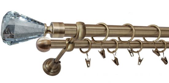 Karnisz FAON Antyk Mosiądz, Podw&oacute;jny 25 +16 rura gładka