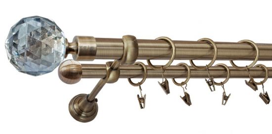 Karnisz PARYS Antyk Mosiądz, Podw&oacute;jny 25 +16 rura gładka