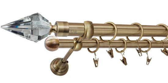 Karnisz VENETO Antyk Mosiądz, Podw&oacute;jny 25 +16 rura gładka