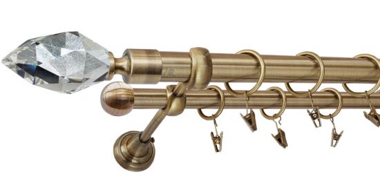 Karnisz TULIP Antyk Mosiądz, Podw&oacute;jny 25 +16 rura gładka