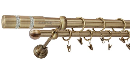 Karnisz ROSETTI Antyk Mosiądz, Podw&oacute;jny 25 +16 rura gładka