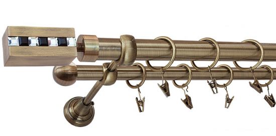 Karnisz ARES Antyk Mosiądz, Podw&oacute;jny 25 +16 rura gładka