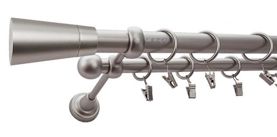 Karnisz IMPERIA Satyna Nikiel, Podw&oacute;jny 25 +16 rura gładka