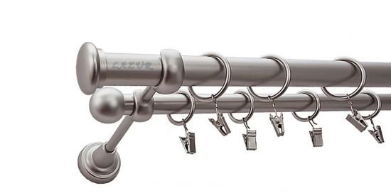 Karnisz ZAŚLEPKA Satyna Nikiel, Podw&oacute;jny 25 +16 rura gładka