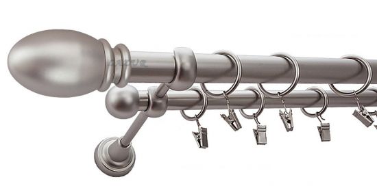 Karnisz BELLUNO Satyna Nikiel, Podw&oacute;jny 25 +16 rura gładka