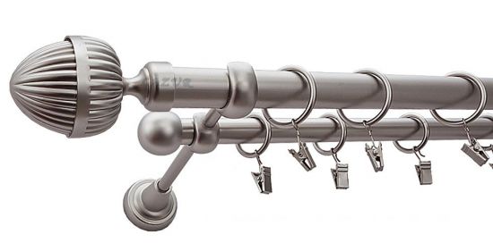 Karnisz ODEON Satyna Nikiel, Podw&oacute;jny 25 +16 rura gładka