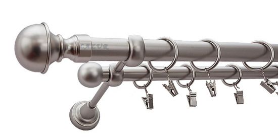 Karnisz BOSTON Satyna Nikiel, Podw&oacute;jny 25 +16 rura gładka