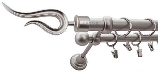 Karnisz VIOLO Satyna Nikiel, Podw&oacute;jny 25 +16 rura gładka