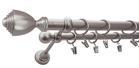 Karnisz PALLACIO Satyna Nikiel, Podw&oacute;jny 25 +16 rura gładka