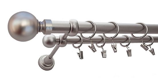 Karnisz KULA MAX Satyna Nikiel, Podw&oacute;jny 25 +16 rura gładka