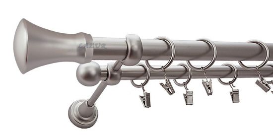 Karnisz MONACO Satyna Nikiel, Podw&oacute;jny 25 +16 rura gładka