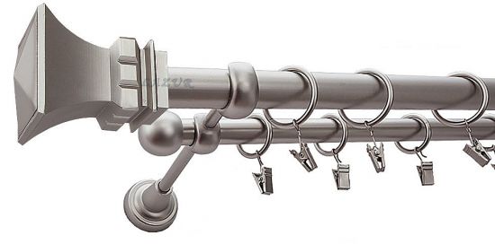 Karnisz VERONA Satyna Nikiel, Podw&oacute;jny 25 +16 rura gładka