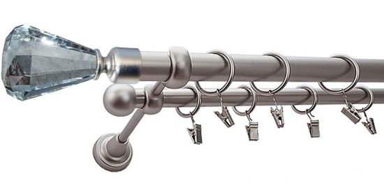 Karnisz FAON Satyna Nikiel, Podw&oacute;jny 25 +16 rura gładka