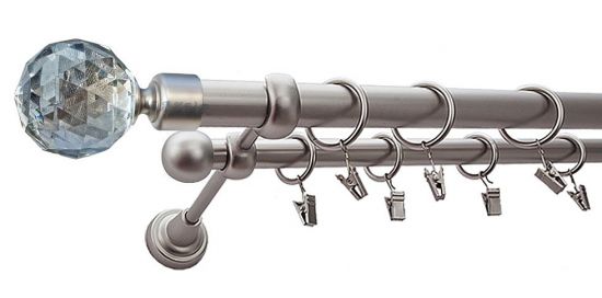 Karnisz PARYS Satyna Nikiel, Podw&oacute;jny 25 +16 rura gładka