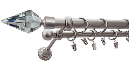 Karnisz VENETO Satyna Nikiel, Podw&oacute;jny 25 +16 rura gładka