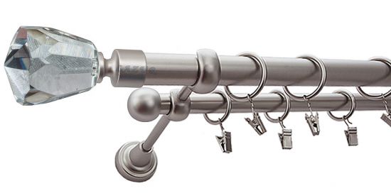 Karnisz TRAVO Satyna Nikiel, Podw&oacute;jny 25 +16 rura gładka