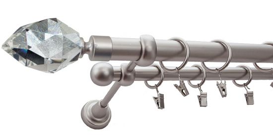 Karnisz TULIP Satyna Nikiel, Podw&oacute;jny 25 +16 rura gładka