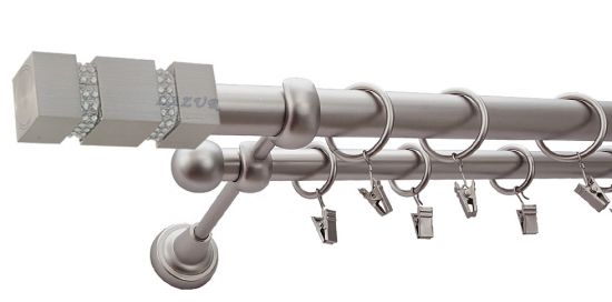 Karnisz FOSSI Satyna Nikiel, Podw&oacute;jny 25 +16 rura gładka