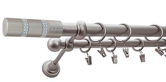 Karnisz ROSETTI Satyna Nikiel, Podw&oacute;jny 25 +16 rura gładka
