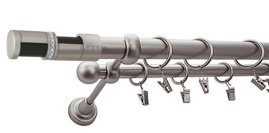 Karnisz DANTE Satyna Nikiel, Podw&oacute;jny 25 +16 rura gładka