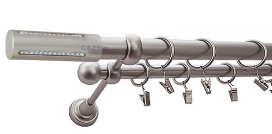 Karnisz LANSO Satyna Nikiel, Podw&oacute;jny 25 +16 rura gładka