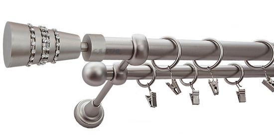 Karnisz ZEUS Satyna Nikiel, Podw&oacute;jny 25 +16 rura gładka