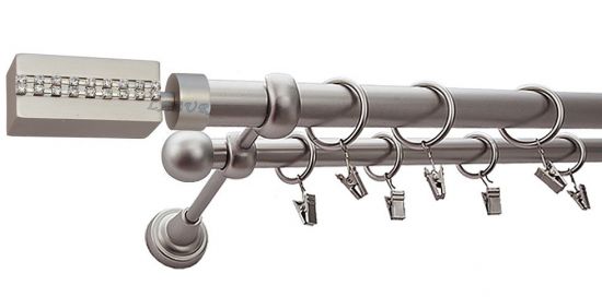 Karnisz ZEFIR Satyna Nikiel, Podw&oacute;jny 25 +16 rura gładka