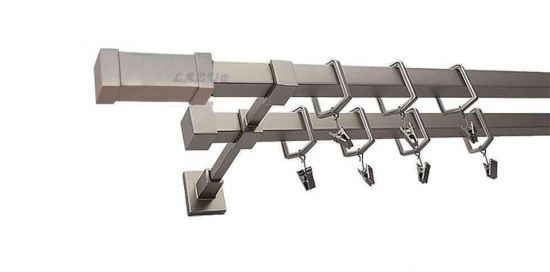 Karnisz KOMETA Satyna Nikiel, Podw&oacute;jny 20 + 20 mm KWADRO