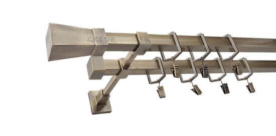 Karnisz MARS Stare Złoto, Podw&oacute;jny 20 + 20 mm KWADRO