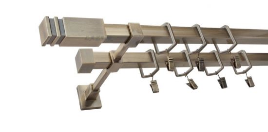 Karnisz JOWISZ Stare Złoto, Podw&oacute;jny 20 + 20 mm KWADRO