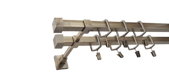 Karnisz SATURN Stare Złoto, Podw&oacute;jny 20 + 20 mm KWADRO