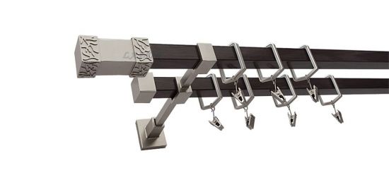 Karnisz VENUS Satyna + Wenge, Podw&oacute;jny 20 + 20 mm KWADRO