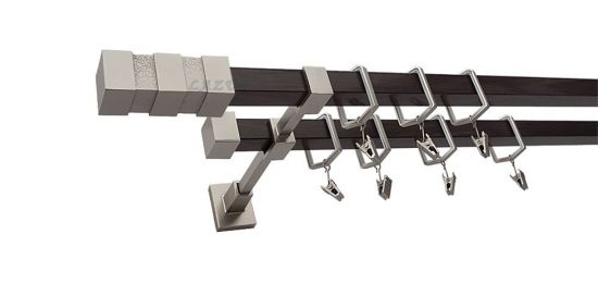 Karnisz NEPTUN Satyna + Wenge, Podw&oacute;jny 20 + 20 mm KWADRO