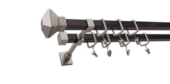 Karnisz MERCURY Satyna + Wenge, Podw&oacute;jny 20 + 20 mm KWADRO