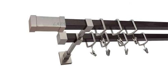 Karnisz KOMETA Satyna + Wenge, Podw&oacute;jny 20 + 20 mm KWADRO