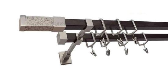 Karnisz URAN Satyna + Wenge, Podw&oacute;jny 20 + 20 mm KWADRO