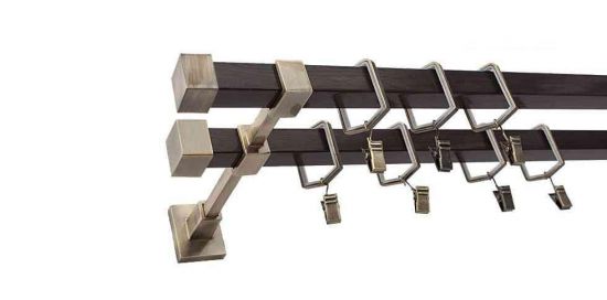 Karnisz SATURN Stare Złoto + Wenge, Podw&oacute;jny 20 + 20 mm KWADRO