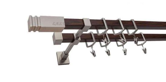 Karnisz JOWISZ Satyna + Orzech, Podw&oacute;jny 20 + 20 mm KWADRO