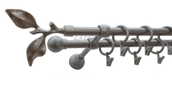 Karnisz Motyw Kute Satyna Podw&oacute;jne 16 + 16 LIŚĆ R&Oacute;ŻY 