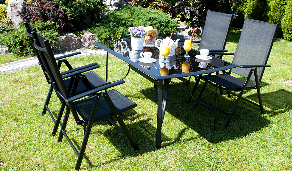 verona zestaw czarny galeria ogr&oacute;d srebrno czarny zestaw ogrodowy 4 krzesla czarny 