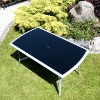 St&oacute;ł aluminiowy Verona srebrno-czarny 